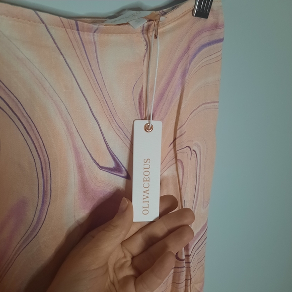 Olivaceous Peach and Purple Swirl Skirt With Right Sided Slit - Picture 4 of 5